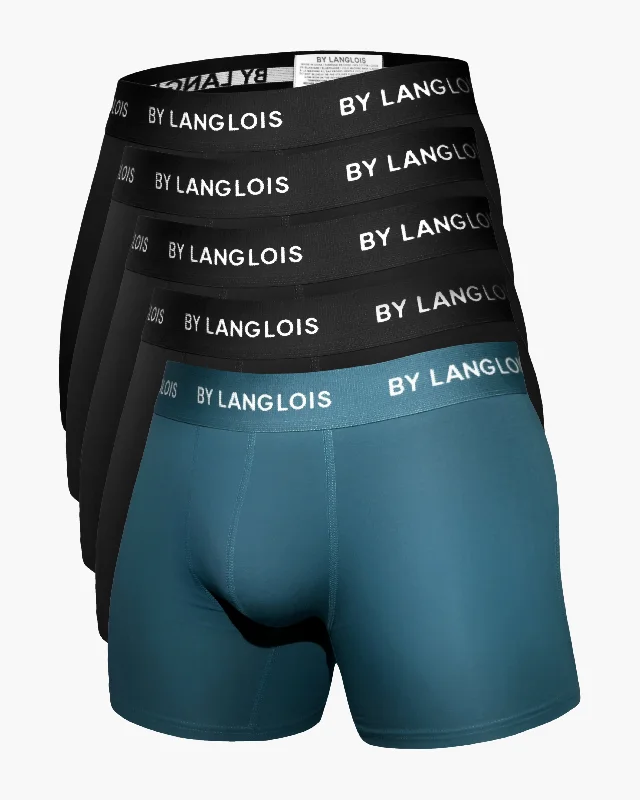 Solid - color men's boxer briefs in classic hues5-PACK BLACK + SWEET BLUEBERRY PERFECT FIT BOXER BRIEFS Solid - color men's boxer briefs in classic hues5-PACK BLACK + SWEET BLUEBERRY PERFECT FIT BOXER BRIEFS