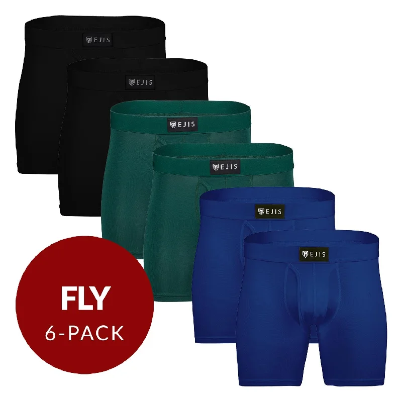 Printed men's boxer briefs with fun designsSweat Proof Men's Boxer Briefs with Fly - Mix 6-Pack (2x Black, Green, Navy) Printed men's boxer briefs with fun designsSweat Proof Men's Boxer Briefs with Fly - Mix 6-Pack (2x Black, Green, Navy)