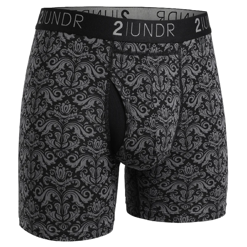 Mesh - paneled men's boxer briefs for ventilationSwing Shift 6" Boxer Brief - Rococo Black Mesh - paneled men's boxer briefs for ventilationSwing Shift 6" Boxer Brief - Rococo Black