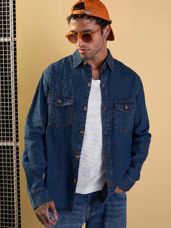 Men's Slim - Fit Printed Floral Casual Shirts in Pastel Colors for a Spring - Inspired VibeMen Blue Tencel Relax Fit Shirt