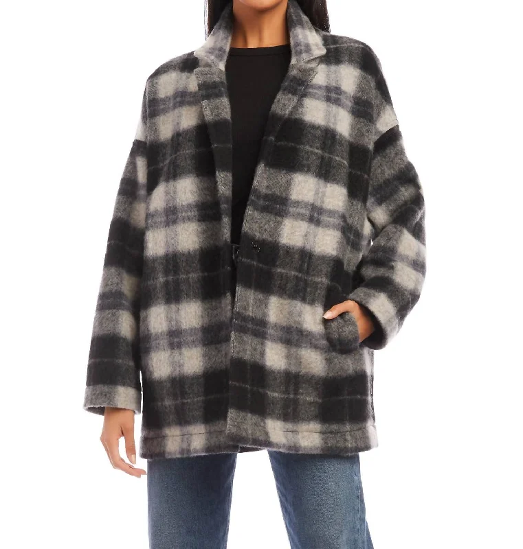 Brushed Plaid Jacket In Smoke