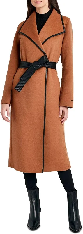 Women Black Juliette Double Face Wool Belted Coat In Caramel