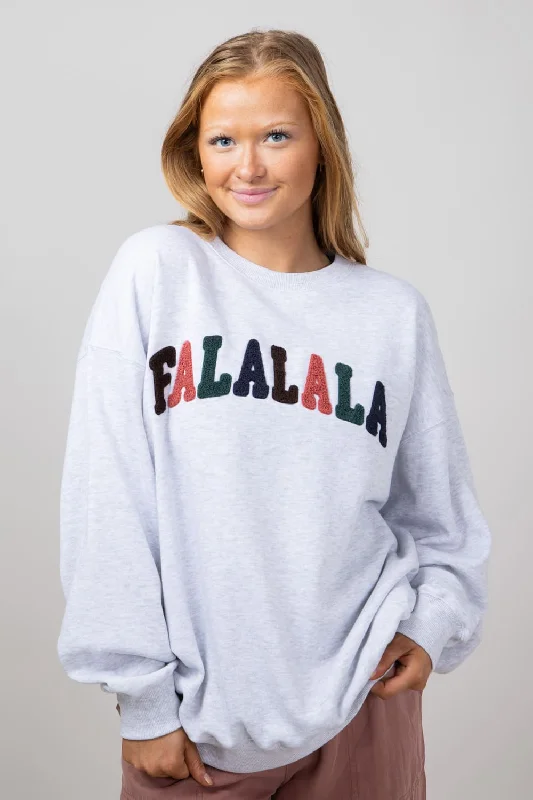 1897 Active Falalala Patch Embroidered Fleece Sweatshirt for Women in Ice Grey | GT515-FALALALA-ICEGREY