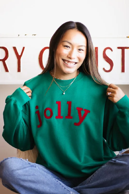 1897 Active Jolly Embroidered Fleece Sweatshirt for Women in Kelly Green | GT516-JOLLY-KELLY