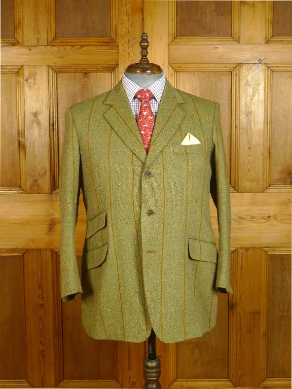 24/1013 vintage city of london bespoke green wp check tweed jacket 44-45 short