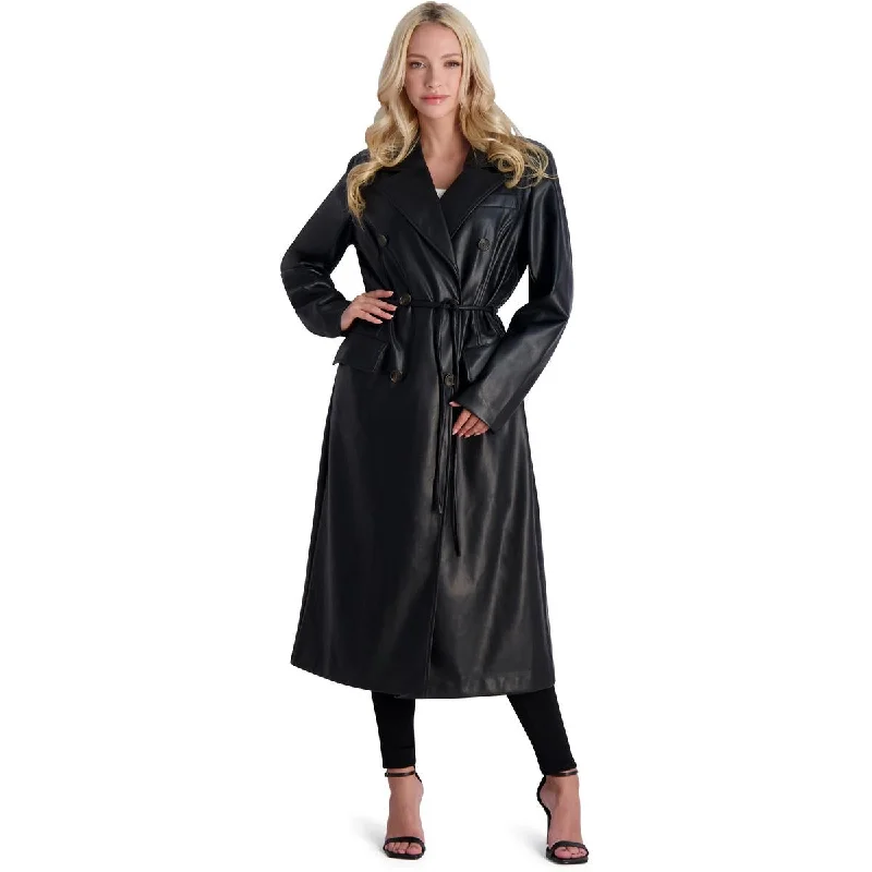 Avec Les Filles Faux Leather Trench Coat for Women