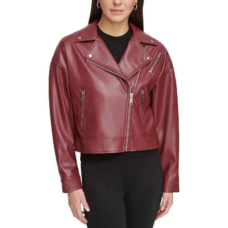 Womens Faux Leather Motorcycle Jacket