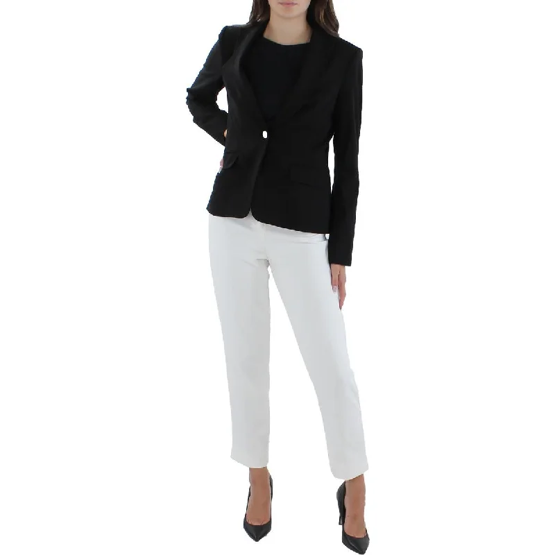 Womens Office Collared One-Button Blazer