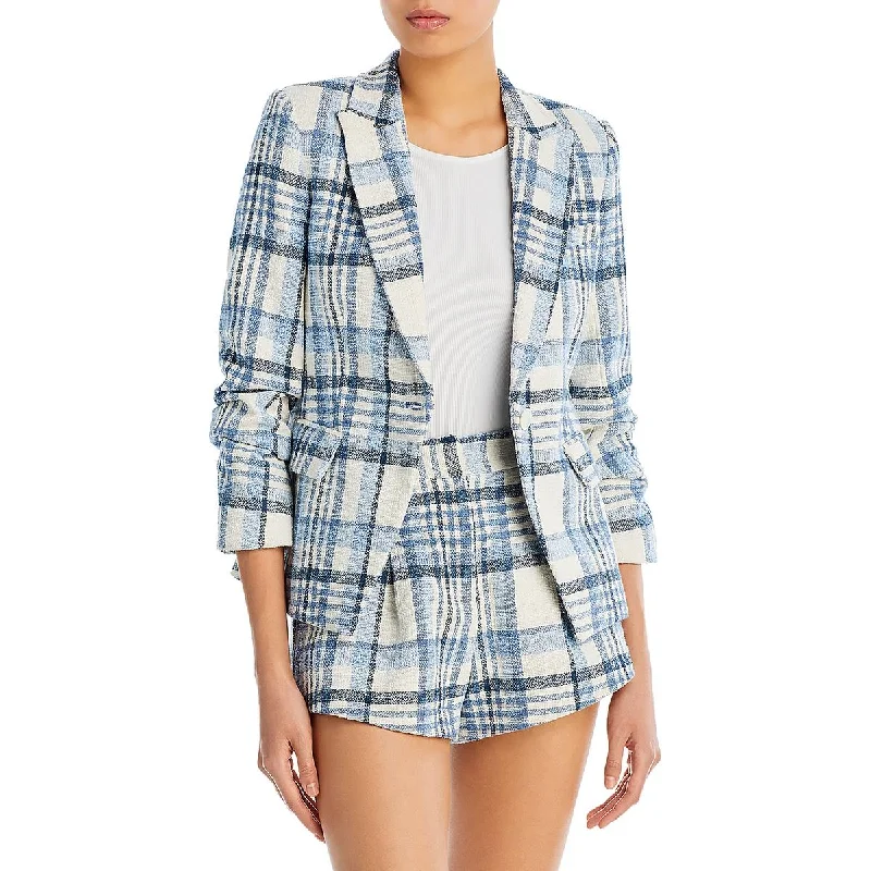 Ralph Womens Tweed Work One-Button Blazer