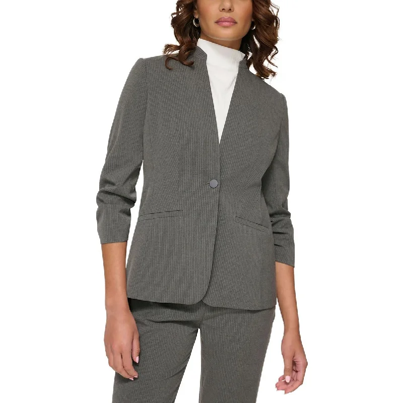 Womens Suit Separate Pinstripe One-Button Blazer