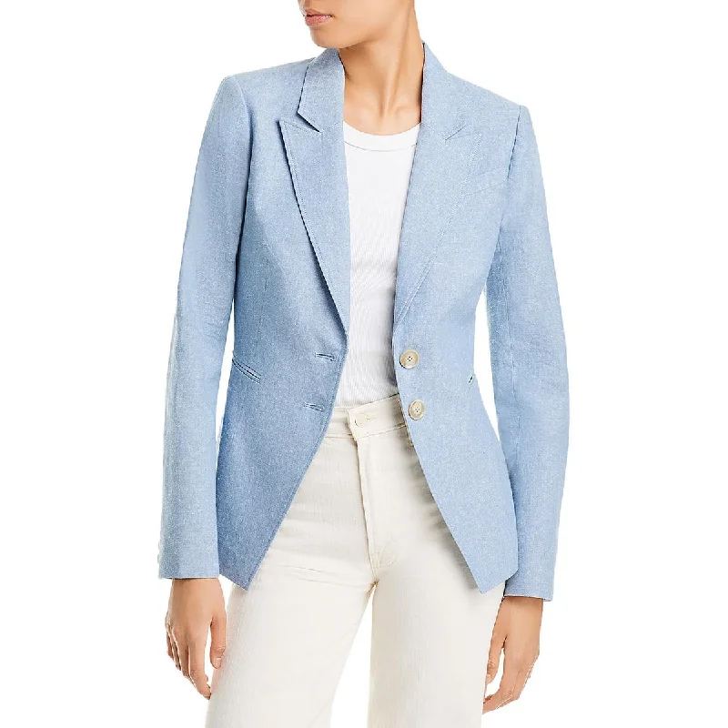 Chelsee Womens Linen Suit Separate Two-Button Blazer