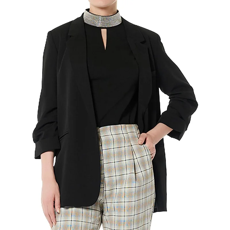 Womens Ruched Business Open-Front Blazer