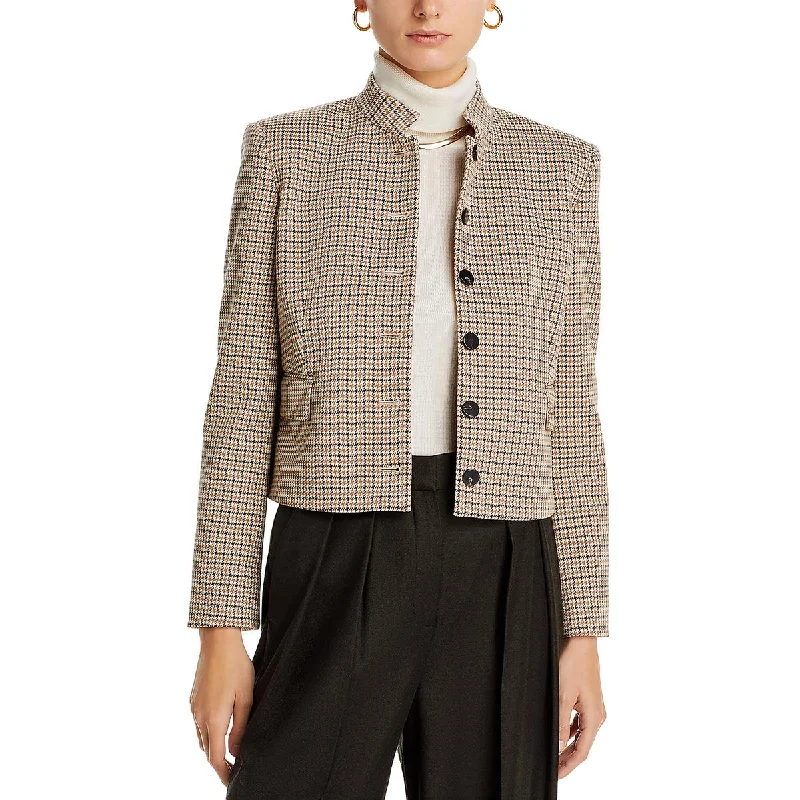 Riding Womens Houndstooth Work Wear Collarless Blazer