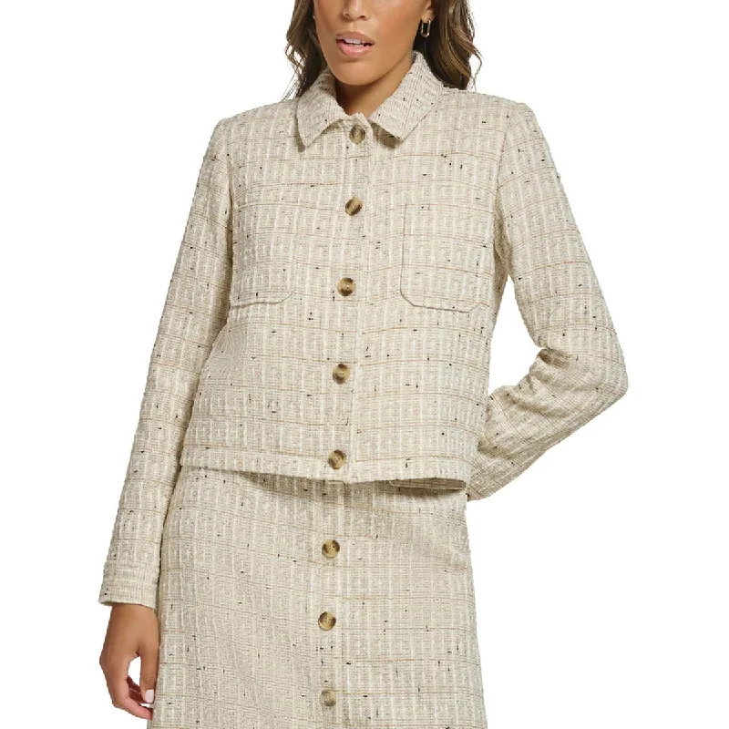 Womens Tweed Collar Two-Button Blazer