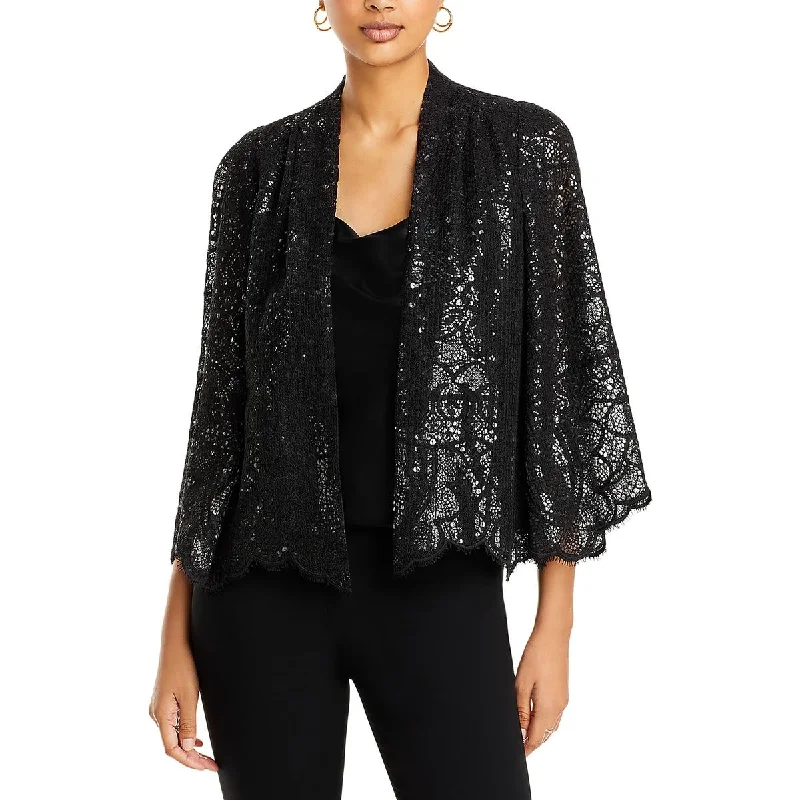 Delilah Womens Lace Sequined Open-Front Blazer