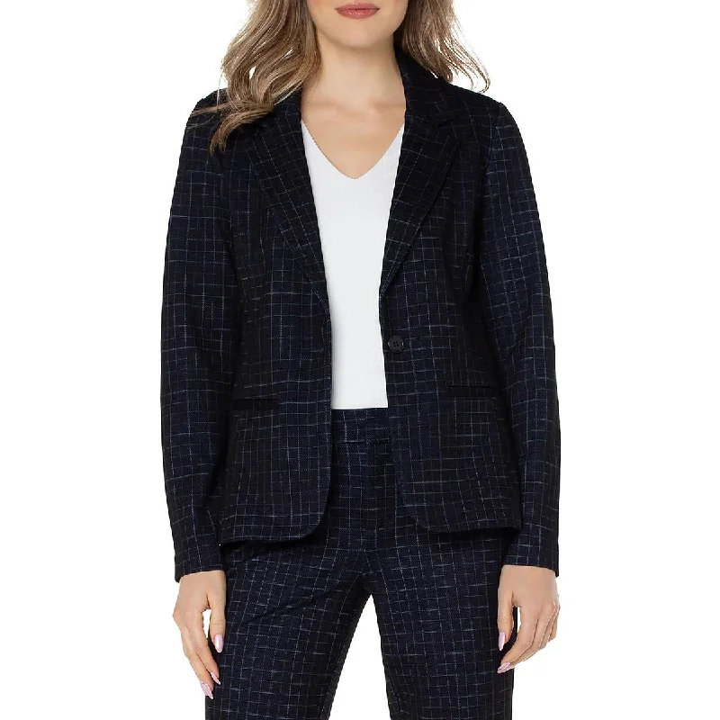 Womens Window Pane Suit Separate One-Button Blazer