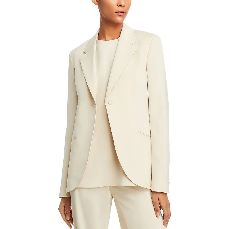 Womens Silk Blend Suit Separate One-Button Blazer