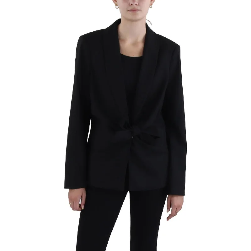 Womens Tie Front Business Open-Front Blazer