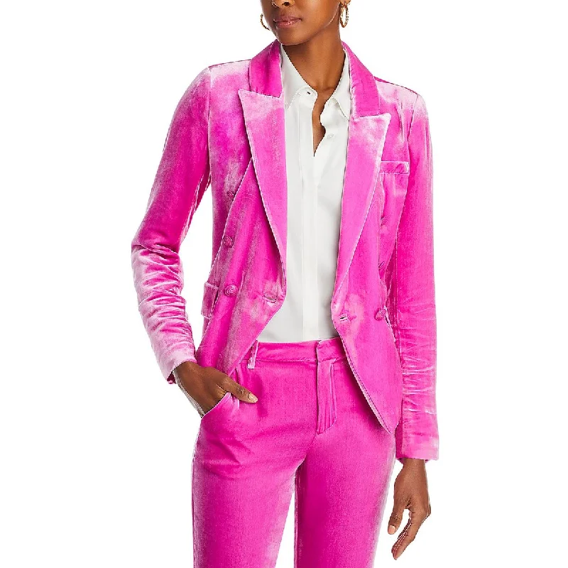 Kenzie Womens Velvet Suit Separate Double-Breasted Blazer