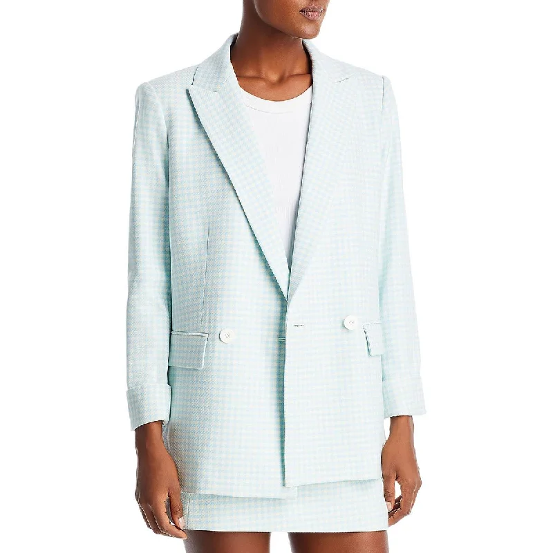 Justin Womens Checkered Suit Separate Double-Breasted Blazer