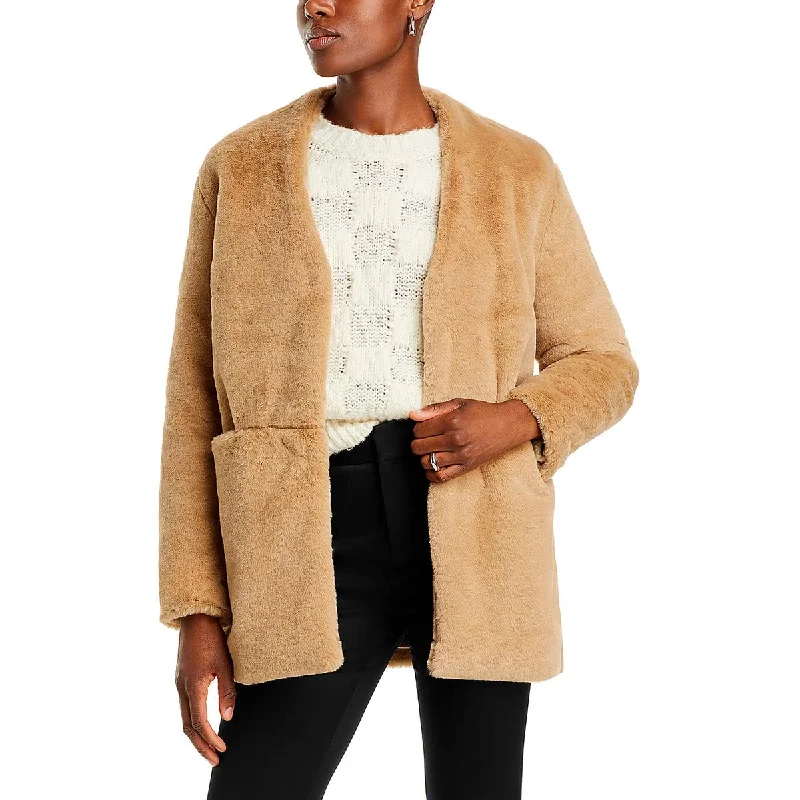 Buona Womens Midi Cold Weather Faux Fur Coat