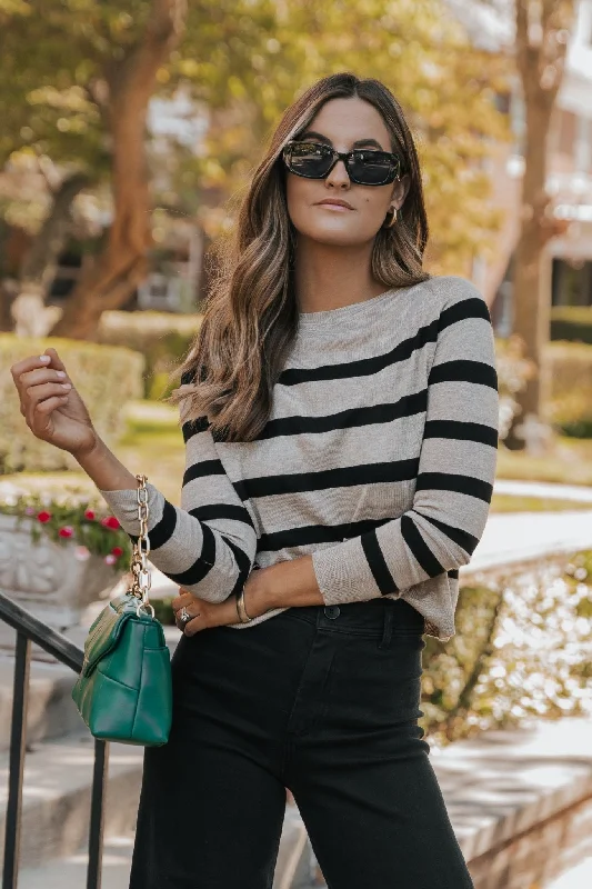 Black Coffee Long Sleeve Striped Sweater