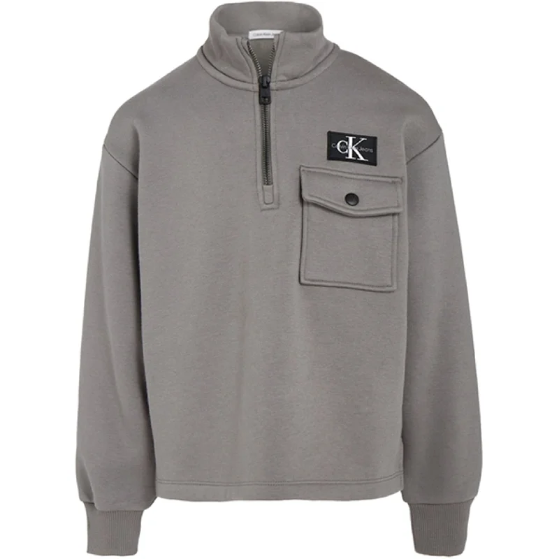 Calvin Klein Half-Zip Workwear Fleece Popover Brushed Nickel