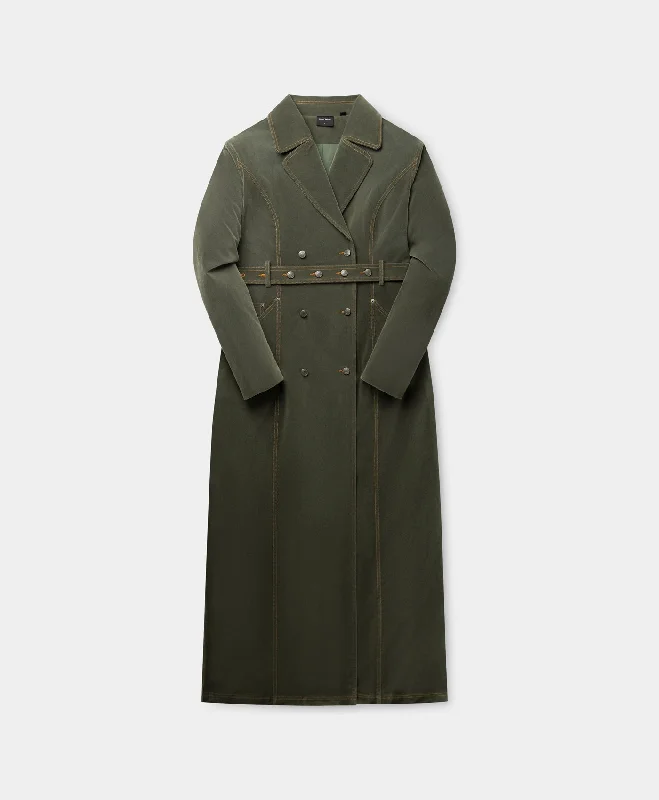 Green Miya Velvet Trenchcoat