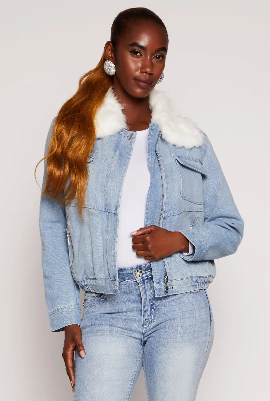 Haute Monde Sherpa Lined Denim Jacket