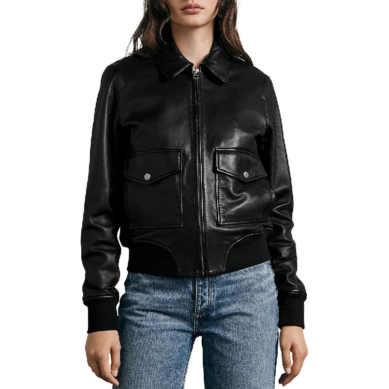 Rag & Bone Womens Andrea Moto Cold Weather Leather Jacket