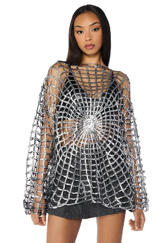 SPIDER WEB GILDED METALLIC SWEATER