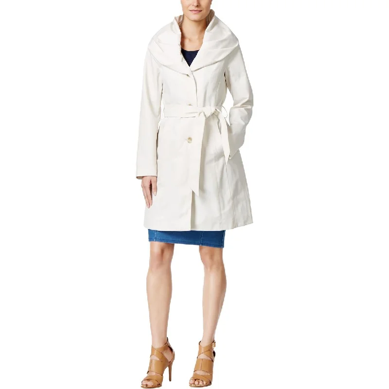 T Tahari Womens Callie Belted Hooded Trench Coat