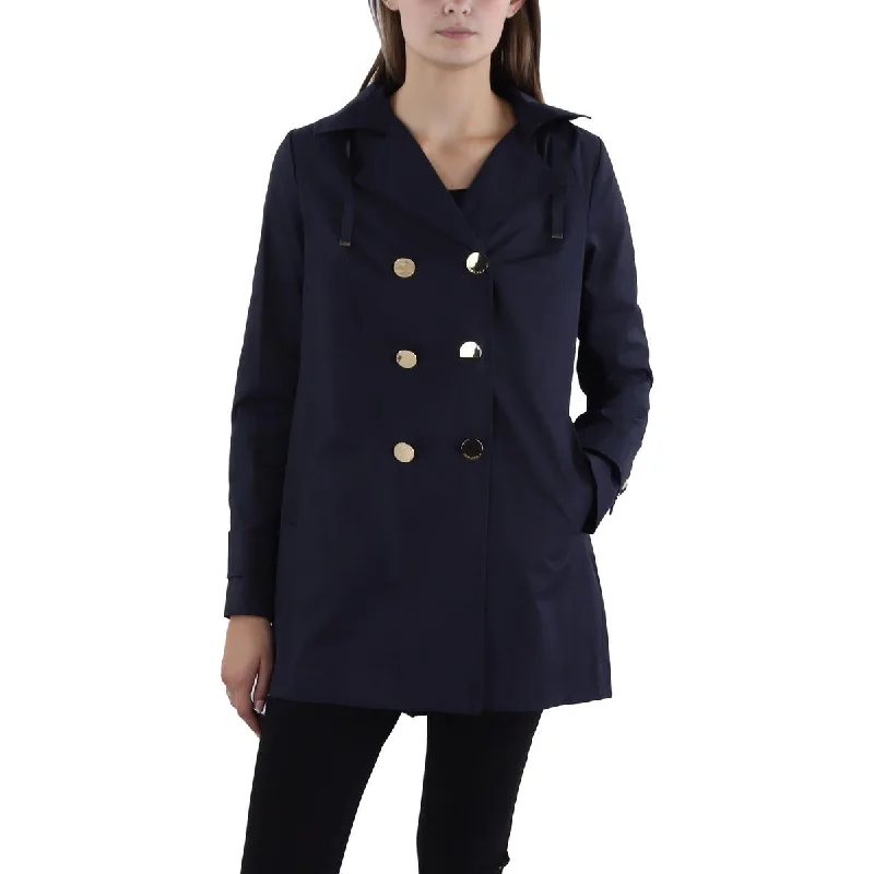 Tahari Womens Cotton Blend Double Brested Trench Coat