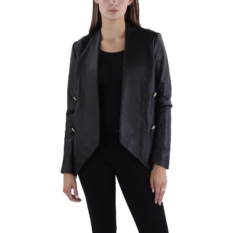 Tahari Womens Leather Asymmetric Leather Jacket