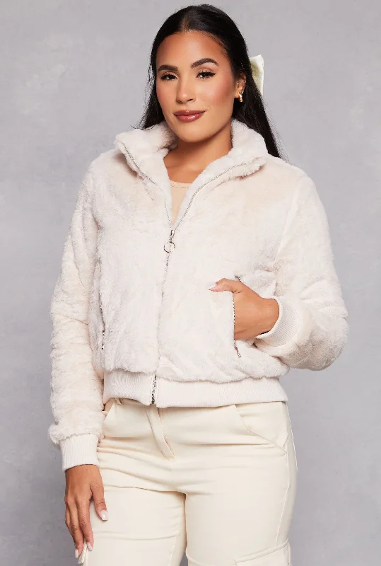 Ambiance Faux Fur Bomber Jacket