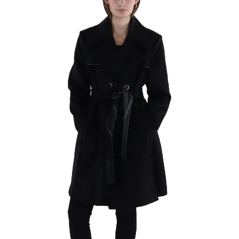 Via Spiga Womens Wool Double-Beasted Trench Coat