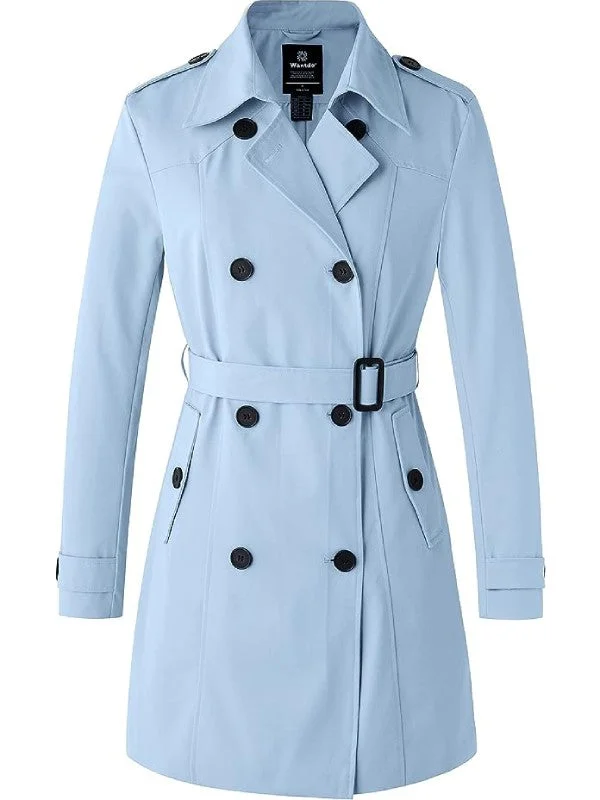 Women's Waterproof Double-Breasted Trench Coat with Belt