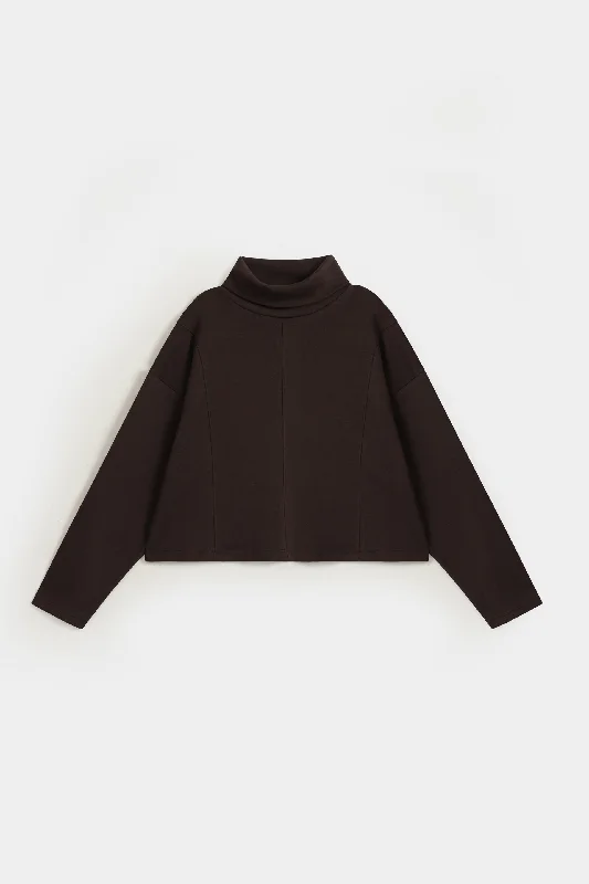 Chunky High Neck Super Cropped Sweatshirt