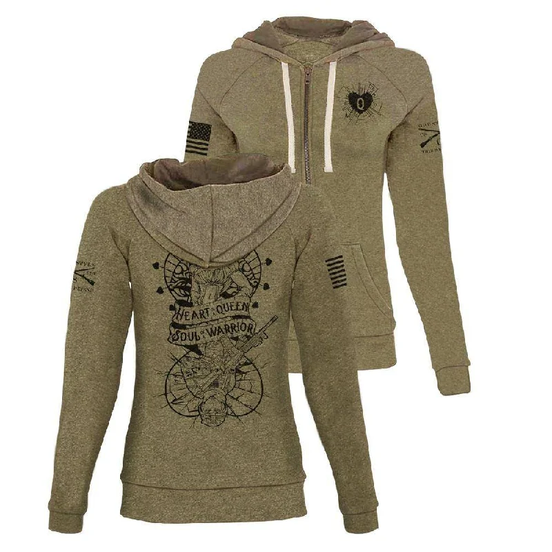 Women's Heart and Soul of a Warrior Full-Zip Hoodie - Military Green