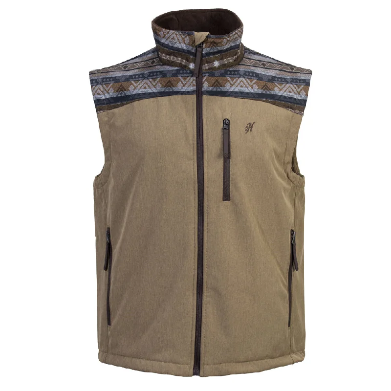 "Hooey Softshell Vest" Tan w/ Tan & Brown Aztec