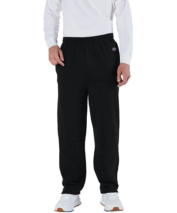 P800 - Champion Adult Powerblend® Open-Bottom Fleece Pants with Pockets | Black