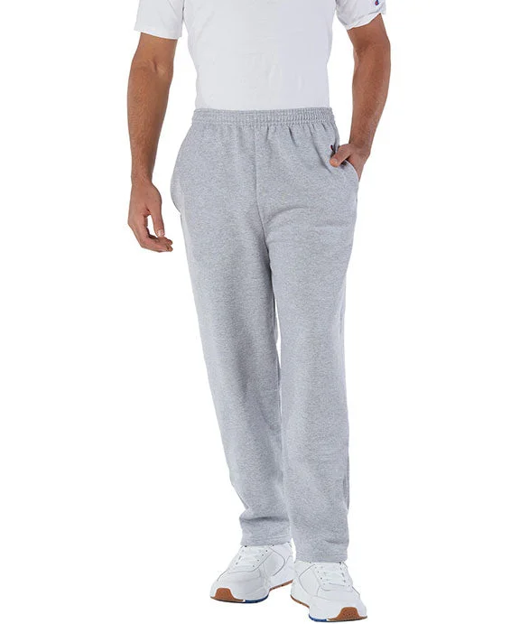 P800 - Champion Adult Powerblend® Open-Bottom Fleece Pants with Pockets | Light Steel