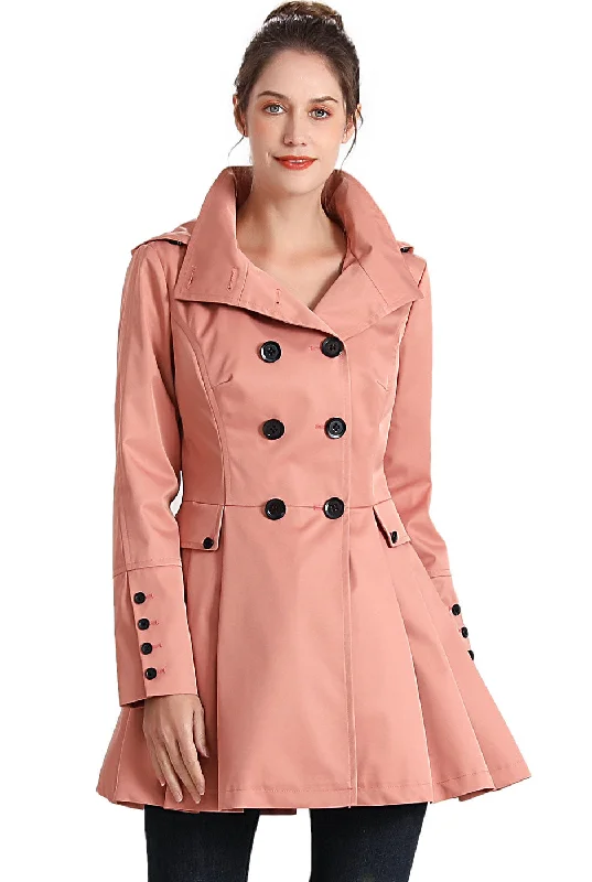 BGSD Women Nicole Waterproof Hooded Fit & Flare Trench Coat