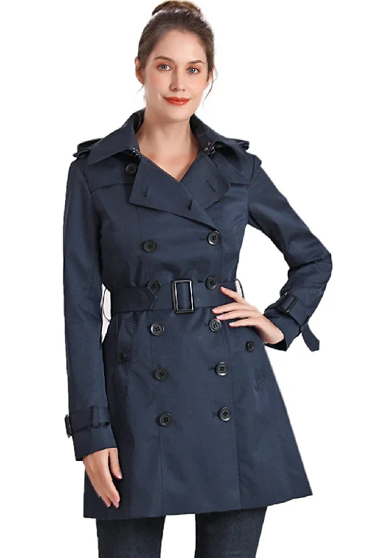 BGSD Women Leah Waterproof Hooded Mid Length Trench Coat