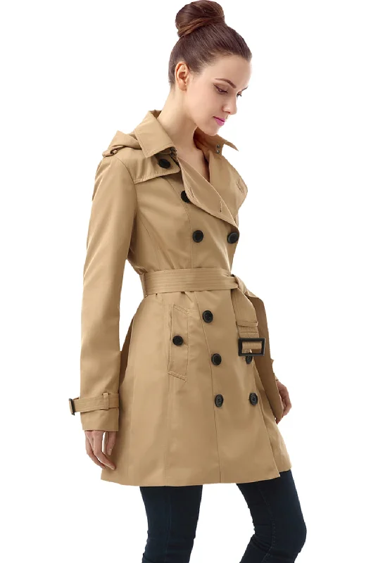 BGSD Women Leah Waterproof Hooded Mid Length Trench Coat