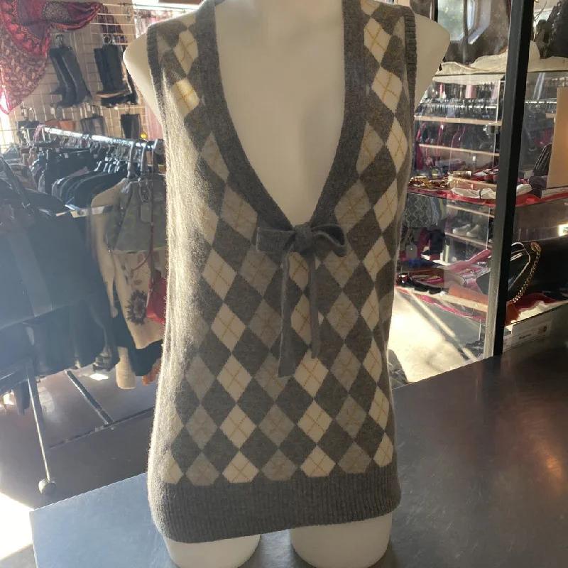 J Crew argyle cashmere sweater vest M