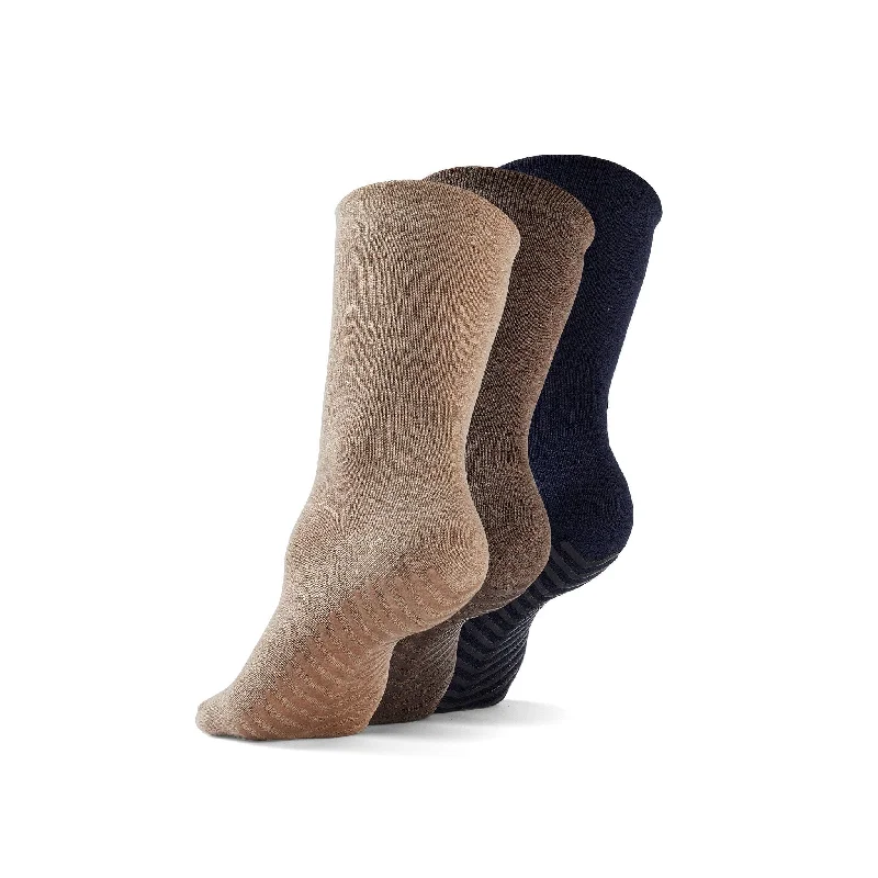 Bamboo men's socks for natural antibacterial propertiesGripjoy Socks Men's Original Crew Non-Slip Socks Navy/Brown/Tan (3 Pair Pack) Bamboo men's socks for natural antibacterial propertiesGripjoy Socks Men's Original Crew Non-Slip Socks Navy/Brown/Tan (3 Pair Pack)