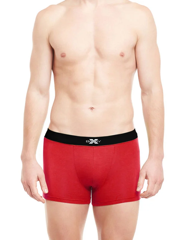 Printed men's trunks with eye - catching motifsBody X Solid Trunks-BX07T-Red