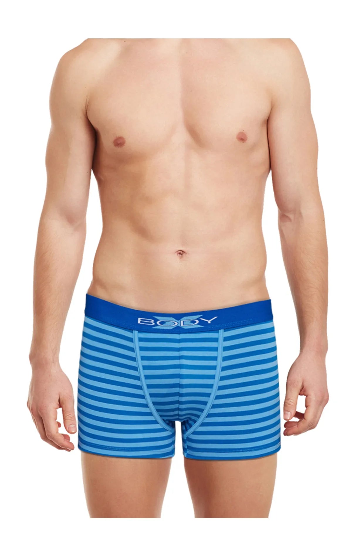 Soft - touch men's trunks for a gentle feelBody X Striped Trunks-BX03T Blue