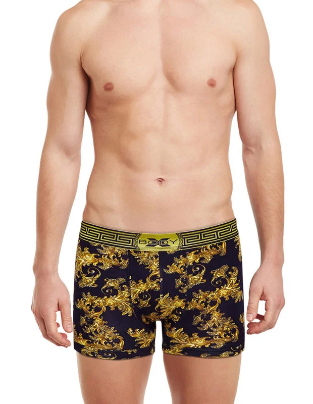 Mid - rise men's trunks for a balanced coverageBodyX Printed Trunks-BX28T-Printed Navy Mid - rise men's trunks for a balanced coverageBodyX Printed Trunks-BX28T-Printed Navy